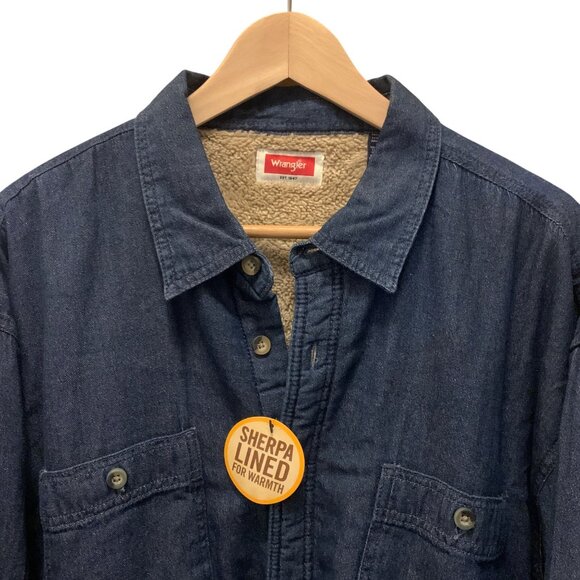 Wrangler Men's Sherpa-Lined Denim Shirt Jacket Button-Down Sz XL VTG Old Stock - Picture 2 of 12